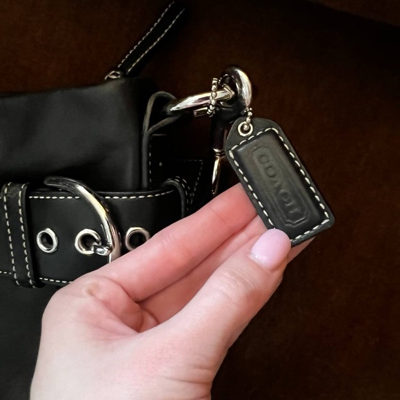 Coach Black Leather Shoulder Bag with Silver Hardware - Picture 7 of 9